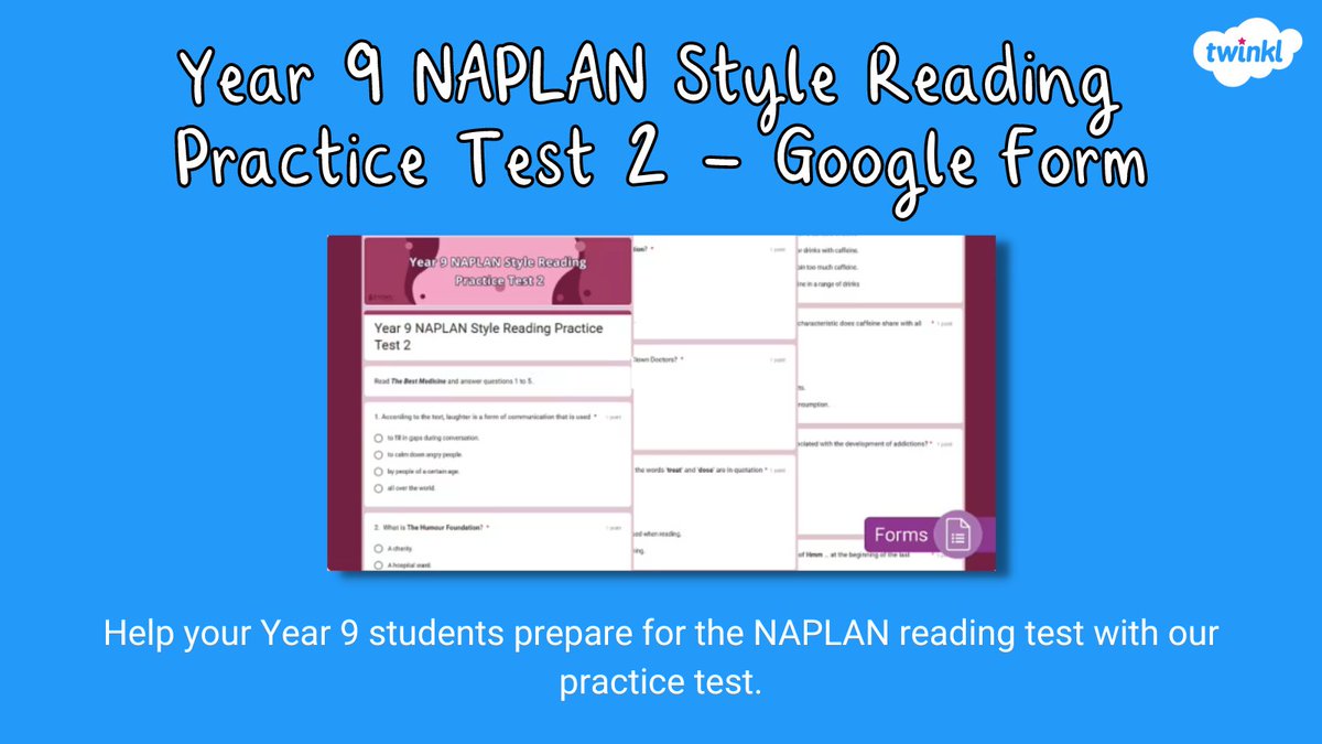 Help your Year 9 students prepare for the #NAPLAN reading test with our practice test. Take a look: #twinklaustralia #practicetest #secondarylearning #teachercommunity #teacherresources