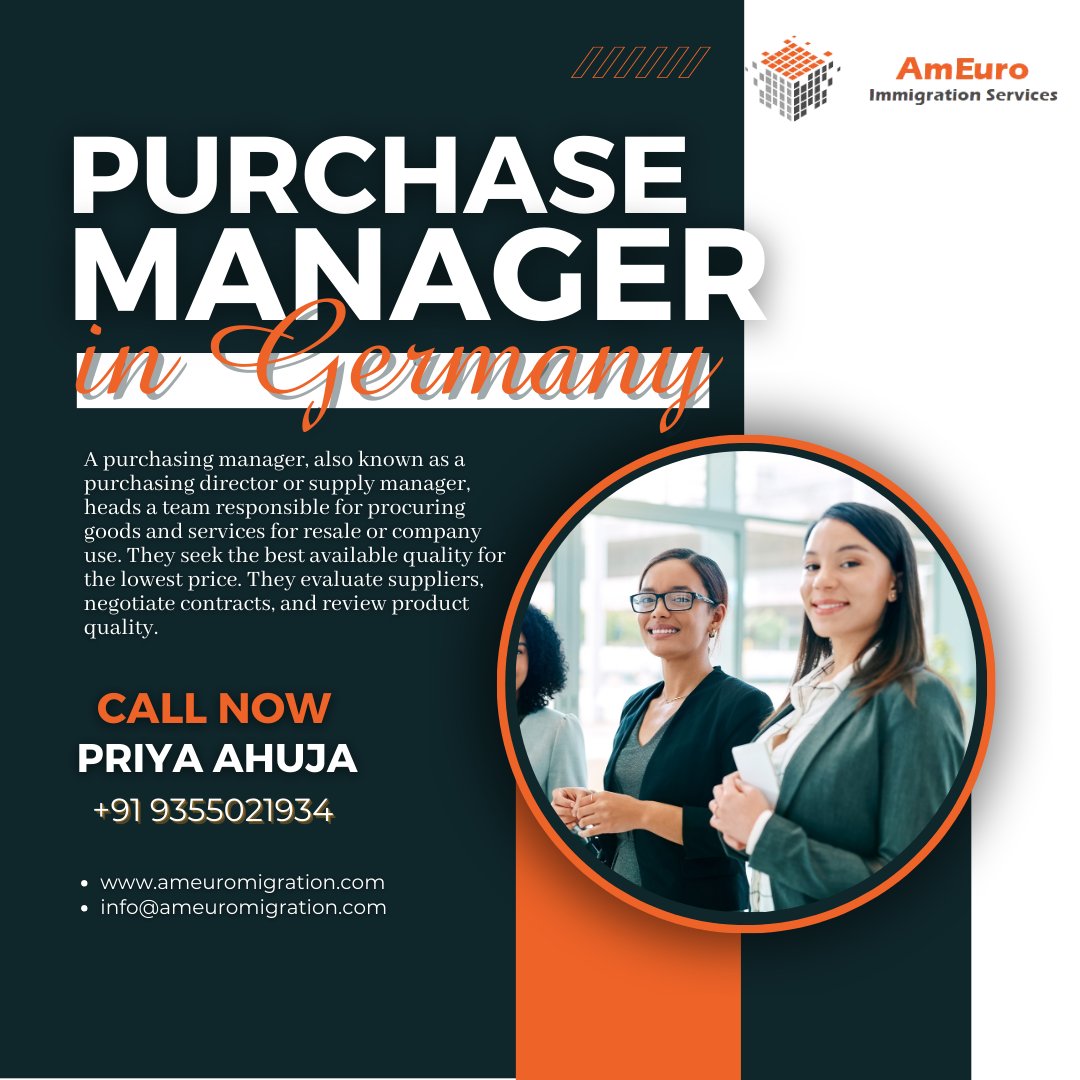 ameuromigrtion's tweet image. ~ Purchase Manager in Germany....
☎ Tel.: Call Priya Ahuja +91 9355021934
📮 Email: info@ameuromigration.com
💻 Web: ameuromigration.com
.
.
#ameuromigration #automobileengineer #engineer #germany #germanyvisa #germanystudyvisa #germanyjobvisa #workvisa #visaconsultants