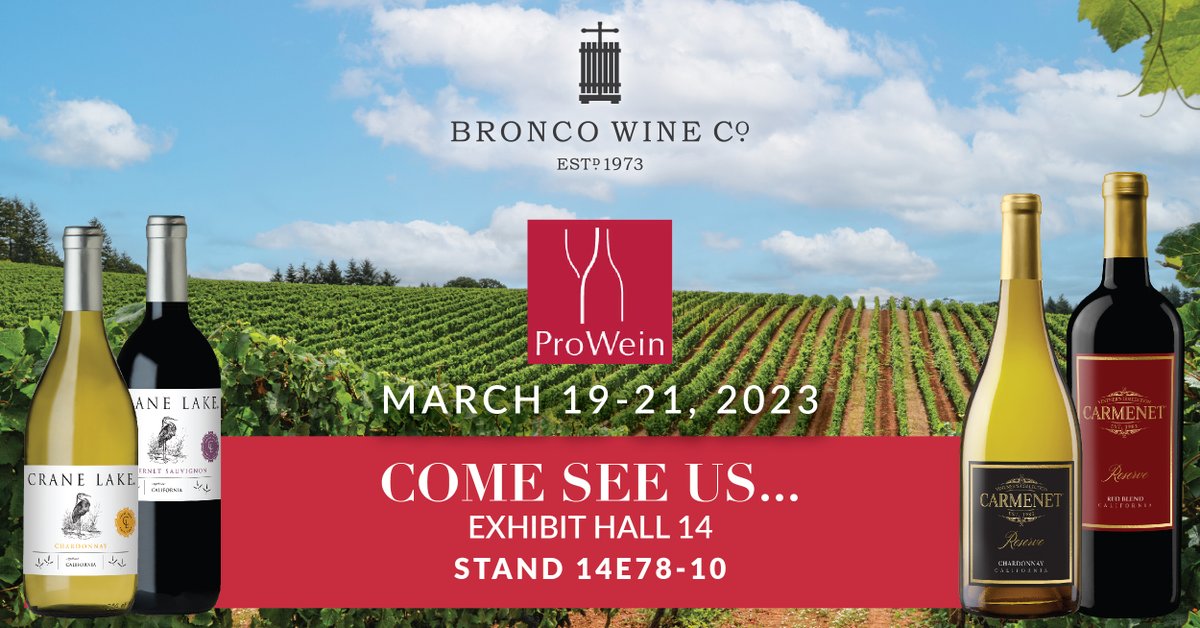 ✨We are heading to Düsseldorf for <a href="/ProWein/">ProWein</a> 2023. If you are too, make sure to stop by and see us for your California wine needs. 
.
#broncowineco #wineindustry #californiawine #prowein2023 #winebusiness