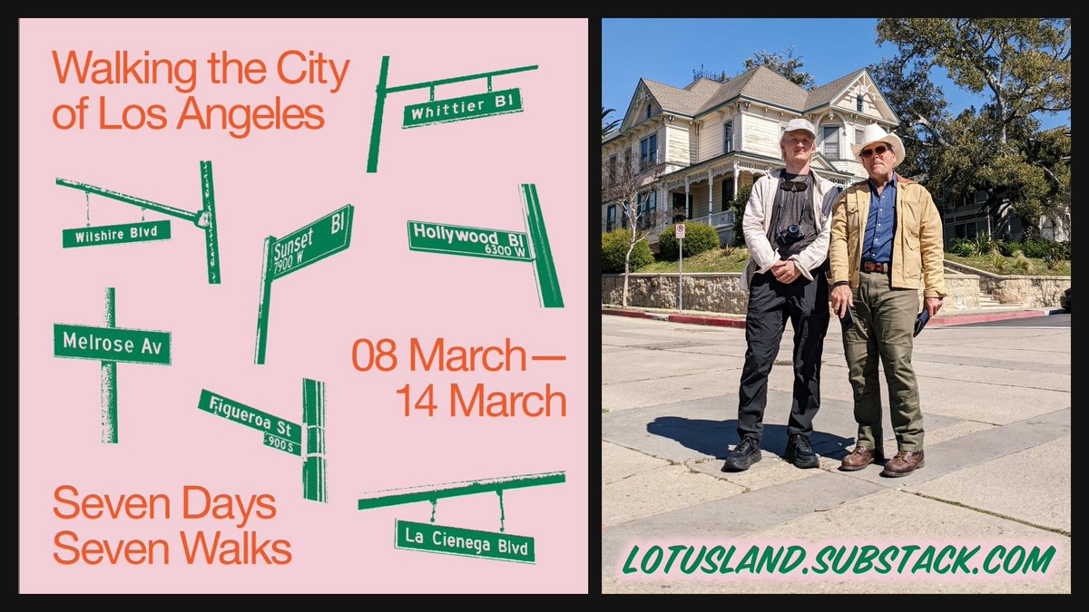 esotouric's tweet image. We ran into Alex Wolfe @pppedestrian in Angelino Heights on day 2 of 7 walking Los Angeles and gave him a mini-Carroll Avenue tour. Check out Lotusland lotusland.substack.com/p/lotusland-02… 
and buy him a taco if you see him on the move! #esotouricroadtrip