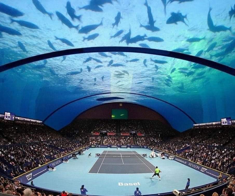 The world's first underwater tennis stadium.  Dubai
#underwater #tennis #dubai