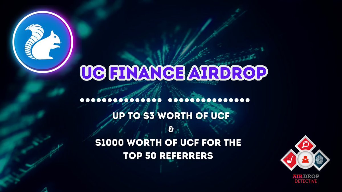 🔍  UC Finance #Airdrop

🏆 Total Airdrop Pool: $10K worth of UCF

🔴 Start the airdrop bot t.me/UCFinanceAirdr…

🔘 Do the tasks on the bot &amp; submit your data

🔘 Details: t.me/AirdropDetecti…

#Airdrops #UCFinance #Bitcoin #Airdropdetective #Crypto