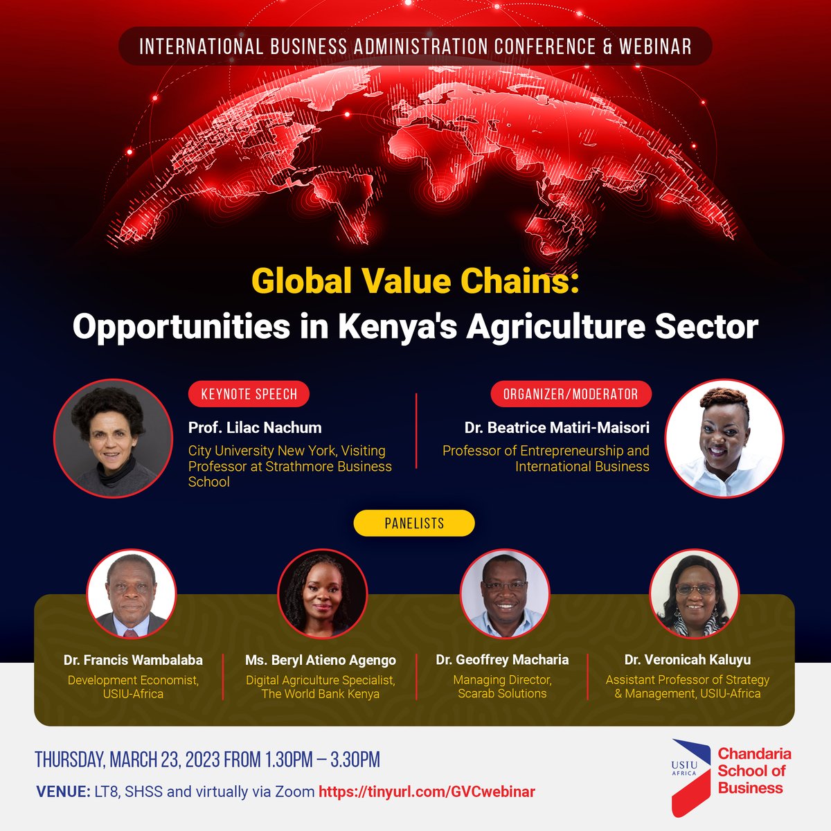 SAVE THE DATE: 
📅March 23, 2023
⏲️1.30pm ~ 3.30pm
🏢LT8 SHSS & Virtual

EVENT:
Webinar on 'Global Value Chains: Opportunities in Kenya's Agriculture Sector'

INTERESTED? 
Register here: tinyurl.com/GVCwebinar

#GlobalValueChains
#GVC2023