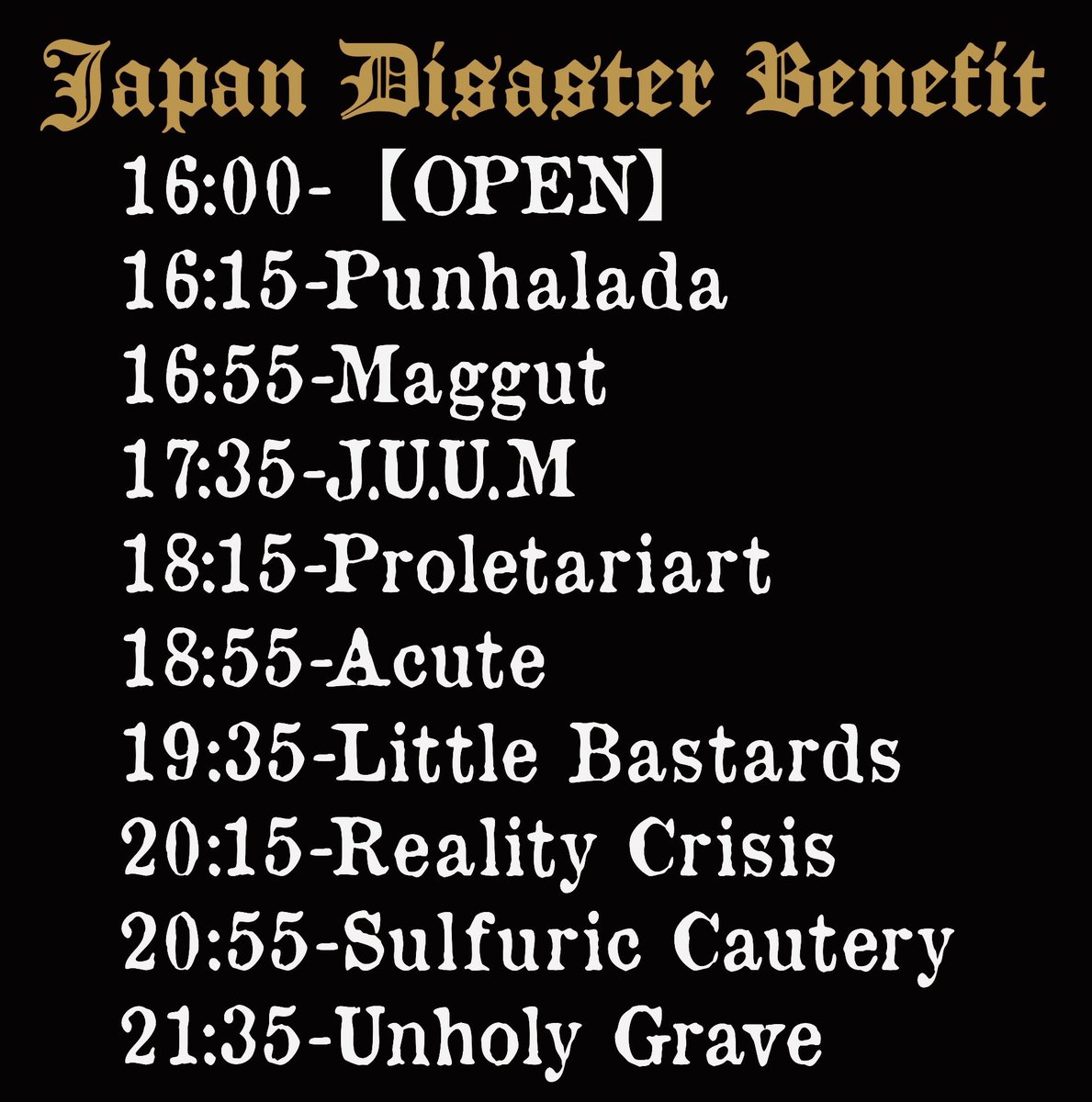 UZZZYs56's tweet photo. 3.11
本日はこのイベントに出演させていただきます!
PROLETARIARTとして、ドラマーとして、メッセージを放ってきます⚡️
宜しくお願いします🙇♂️
#proletariart https://t.co/pWkQhlBY1Y