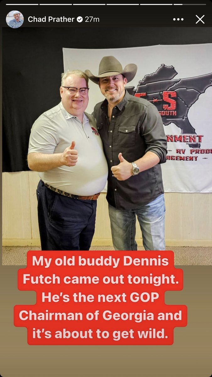 Futch4GAGOP's tweet photo. Too good not to re-share🔁 
Tonight, via his Facebook page, my long time friend, @WatchChad showed his support for my candidacy for the GA GOP Chairman! 
Thank you, Chad for your support!
#LeadRight #GAGOP #Republicans #GAPOL #StandingStrongForGAsTomorrow https://t.co/Juv09AYOc1