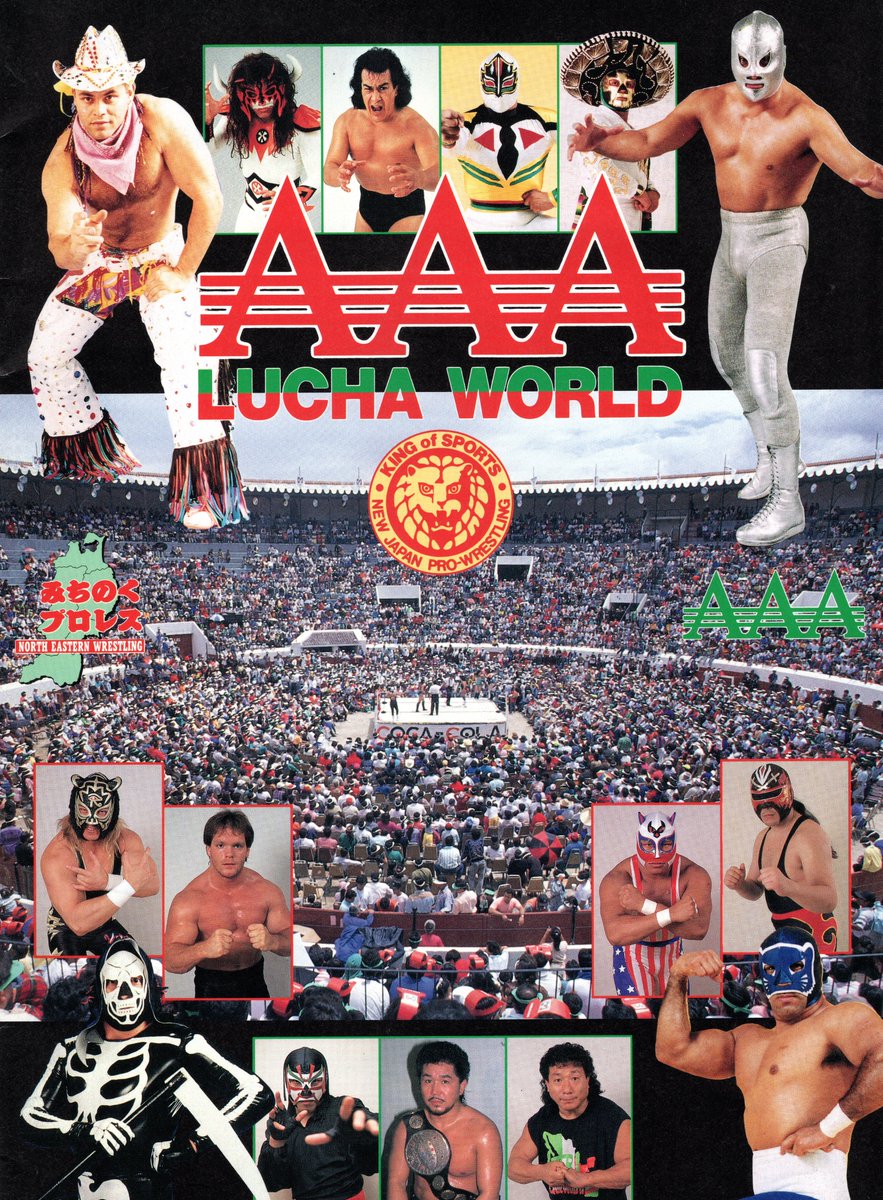 Still pushing through magazines and programs (it's seriously never ending), and here's a beautiful one, the program from the @luchalibreaaa tour in 1994 of Japan, with the help of New Japan, called 'Lucha World', with @Konnan5150 @PsicosisOficial @laparktapia and many others