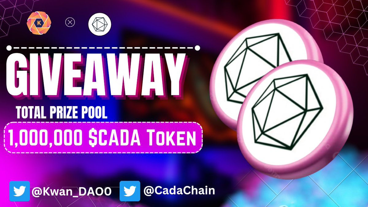 😍😍 Cada Chain x Kwan Dao Collaboration #Giveaway

🏆Total Prize Pool ---- 1,000,000 $CADA Token

To Enter👇
✅Follow <a href="/Kwan_DAO0/">Kwan Dao✨</a> &amp; @CadaChain
✅❤️,RT &amp; Tag 3 Friend
✅FINISH Gleam : wn.nr/RzgEnC8

⏰17th March.
#Airdrop #FCFS #ReferAndEarn #Token #CADA