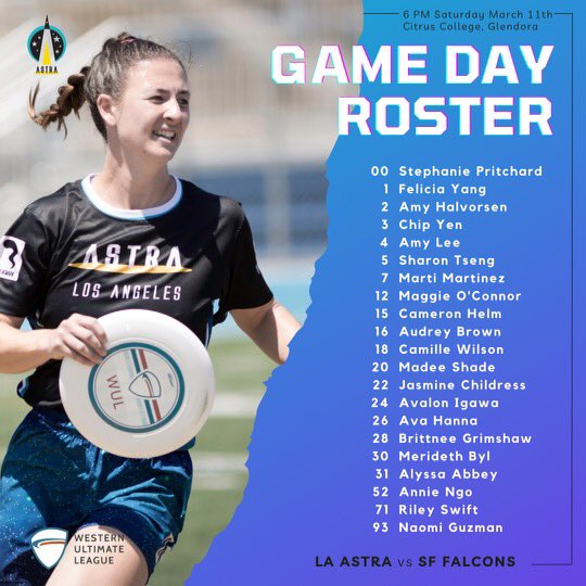 💫 Introducing the roster for your Los Angeles Astra as they take on the @SFFalcons at home 💫 Make sure to grab your tickets tonight at the $15 price point, they increase to $20 at the door! losangelesastra.com/tickets-1/sing… 
If you can’t come in person: youtube.com/live/pl7VOmNX6…
