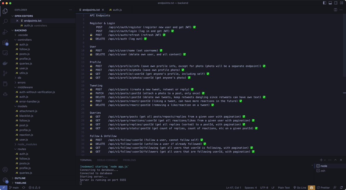 vandadnp's tweet image. 🔥I&apos;m now done writing with the backend code for my upcoming #Udemy course (a Twitter clone using #Node.js + #Express + #Flutter) with support for #JWT and refresh token. It&apos;s time to add #Swagger support to the backend code! I&apos;ll keep you updated on my progress 🚀