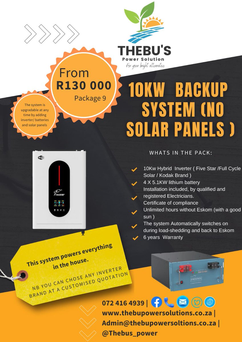 Thebupowersol's tweet photo. Get the best Solar systerm team
We help you defeat #Loadshedding . For professional and affordable Solar system call/WhatsApp 0724164939 Minnie Julius Malema #URChannelO #Powerball #R80Million Nadia Gayton stage 1 Khosi never lies Zuma Roodepoort Tsatsii pyjama party #stage1 https://t.co/X0XY595fTS