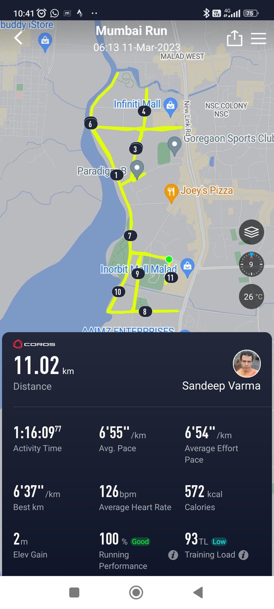 sandeepvarma15's tweet photo. Saturday morning #MAFrun of 11 k followed by 20 mins backward walk and stretching.
#HealthFirst #healthiswealth #HealthyLiving #StayFitStayHealthy 
@TheFitistan https://t.co/VPsjf6jYIc