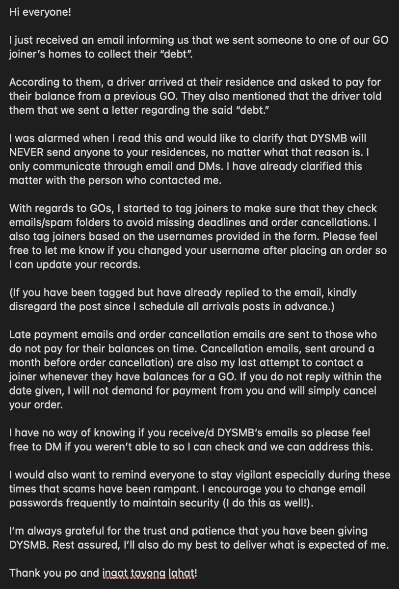 🎒Hi, this is Anna!

I'm posting this for awareness since ang daming scam talaga recently☹️ Medyo mahaba but I hope you can take time to read. It explains what happened + a few reminders for our GO processes. 

Thank you po and ingat tayo always!