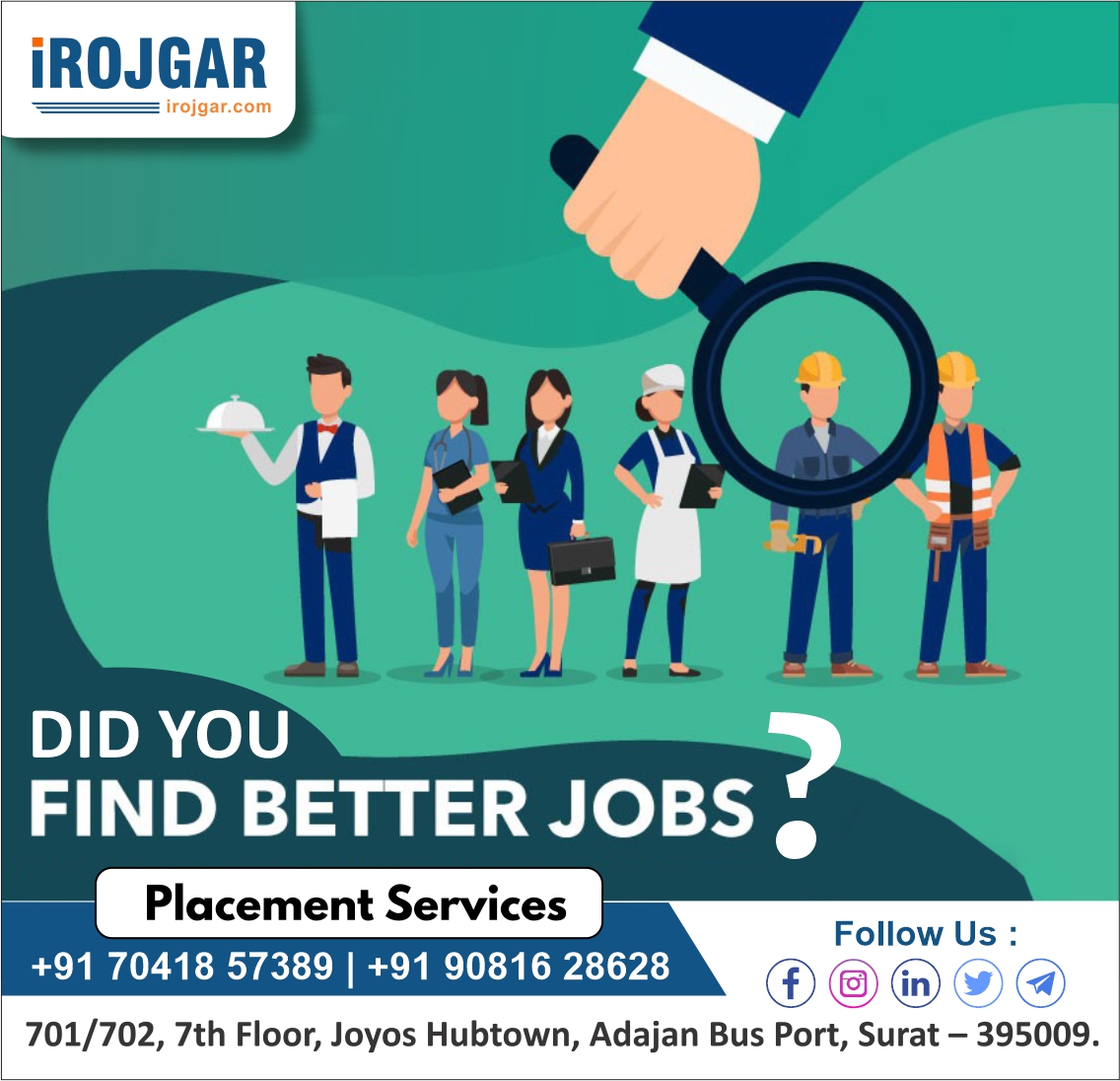 irojgar's tweet photo. JOB CONSULTANCY

For More Information Contact Us:-
https://t.co/z92YfveQI4

Mobile No. :- (1) 77 79 01 01 01 (2) 90 81 62 86 28

Address :- 701/702, 7th floor, Joyos Hubtown, Adajan Bus Port, Surat. 395009.
#IROJGAR #IROJGARSURAT #jobinterview #privatejob #surtie https://t.co/IPSPLhvR19