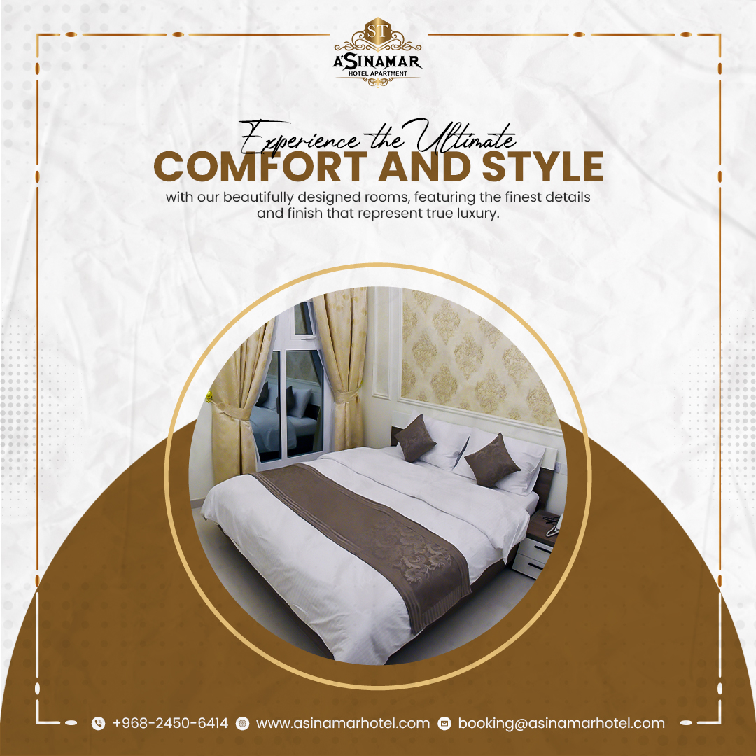 ASinamarHotel's tweet photo. Step into our luxurious suites and let the worries of the world fade away. 

Call: +968-2450-6414
Email: booking@asinamarhotel.com
Website: https://t.co/8zCMILLO1V

#asinamar #oman #muscat #apartments #hotels #hotelsinoman #omanhotels #sinamar #hotelasinamar #staycation #rooms https://t.co/BNXns7vjsV