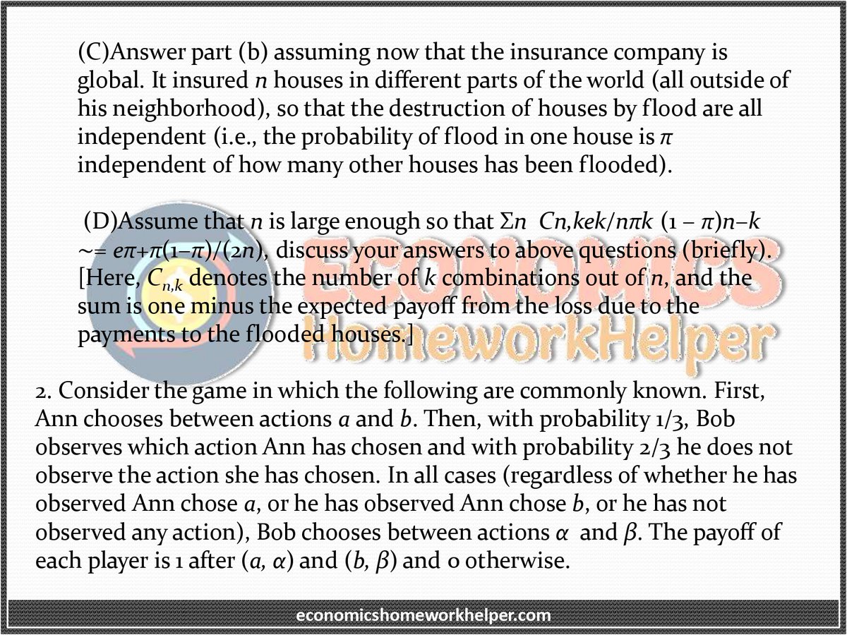 EconomicsHomew2's tweet image. Game Theory Homework Help
Get World-Class Game Theory Homework Help from Our Experts at bit.ly/3YBexn3. Just give us a shout-out at +1(315)557-6473 or mail us at info@economicshomeworkhelper.com.
#economicshomeworkhelp #gametheoryhomeworkhelp #education #academicwriting