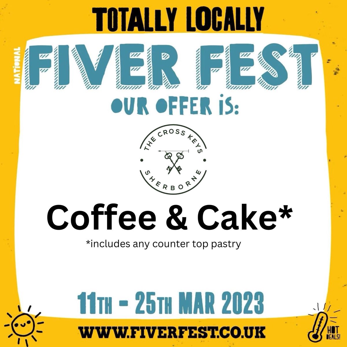 We are proud supporters of <a href="/FiverFestSherbs/">Fiver Fest Sherborne</a> promoting #supportinglocalbusiness 🎉

Join us for coffee &amp; cake for just £5! 
#LoveSherborne