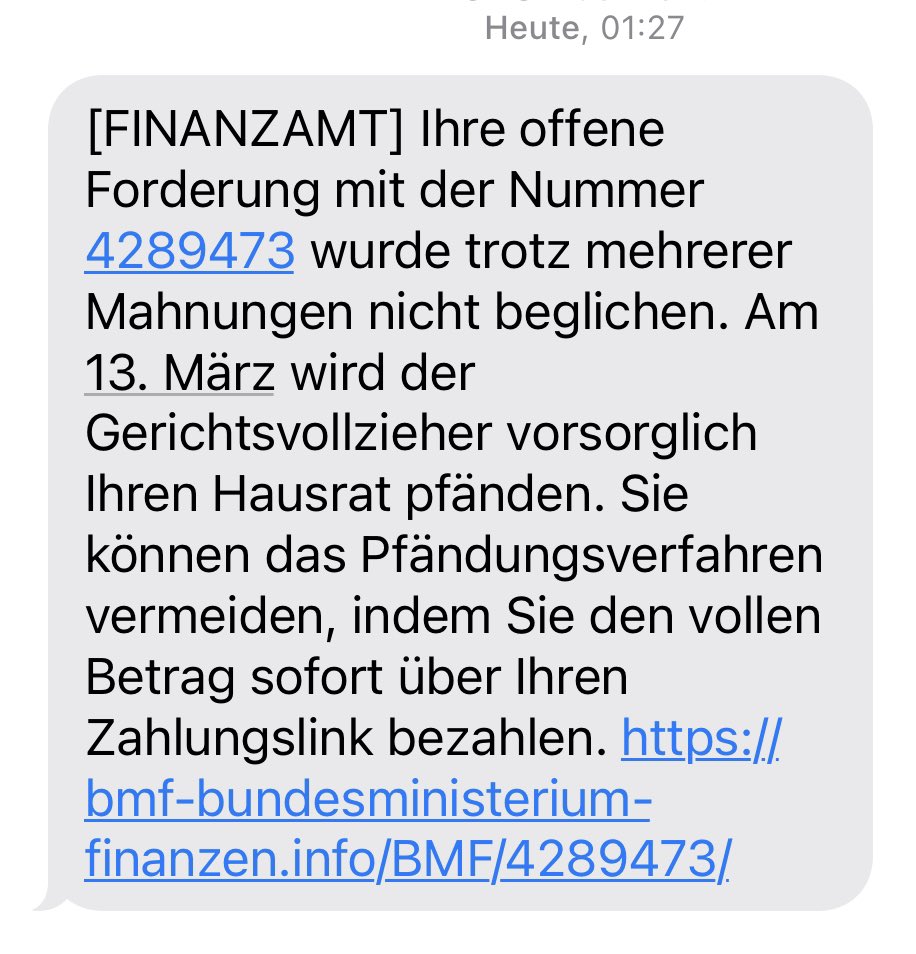 Und wieder eine neue Pishing-Betrug-Masche. 
Niemals auf die Links klicken!