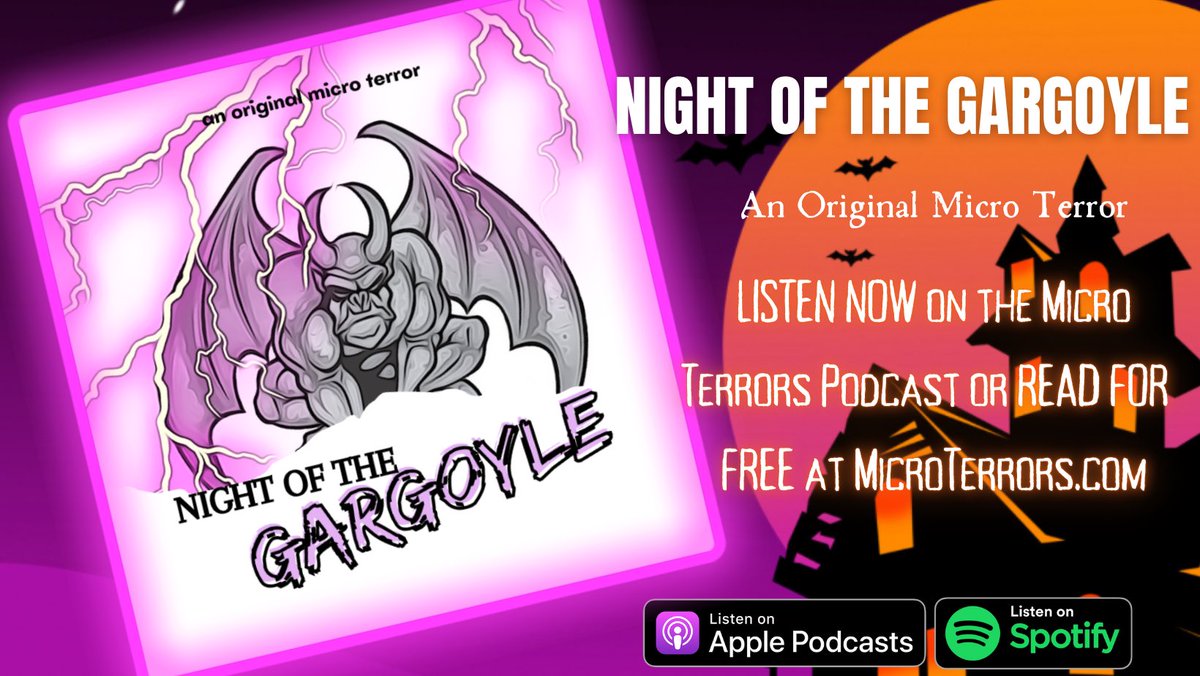 🚨NEW EPISODE ALERT🚨

“NIGHT OF THE GARGOYLE” is now available to listen to on the Micro Terrors Podcast, or free to read at microterrors.com 

Apple Podcasts: podcasts.apple.com/us/podcast/mic…

#MicroTerrors #horrorjunkie #childrensbooks #ChildrensPodcast #podcast