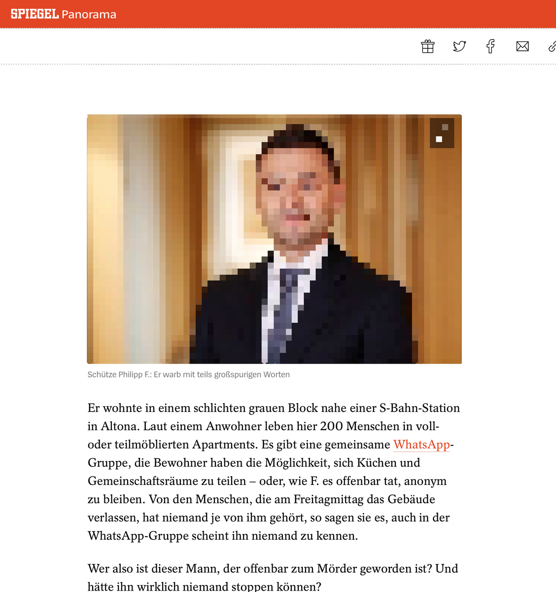 frauschmitt's tweet photo. Wollten wir nicht genau das nicht mehr, @spiegelonline , Amokläufer und Attentäter famous machen? So ein großes, unverpixeltes Bild, was soll das? (Pixelei ist von mir). Hier wird gleich das Vorbild für weitere Gewalttäter geliefert. Toll. #Hamburg #HamburgAlsterdorf https://t.co/5UZRiTZjjT