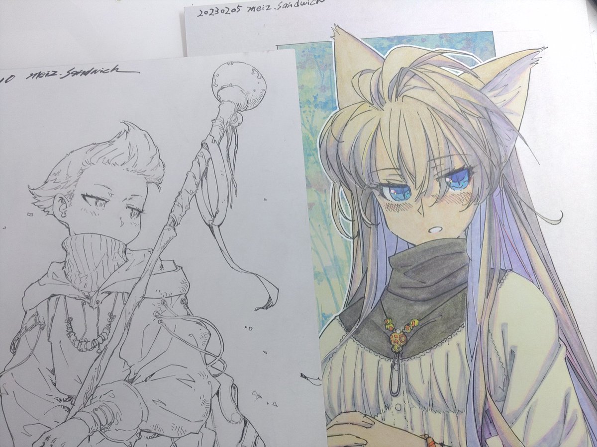 いつもの慶弔ペンでペンタッチを細くしたら、Gペンとあまり変わらないなー。しばらくこれでいいか…。 