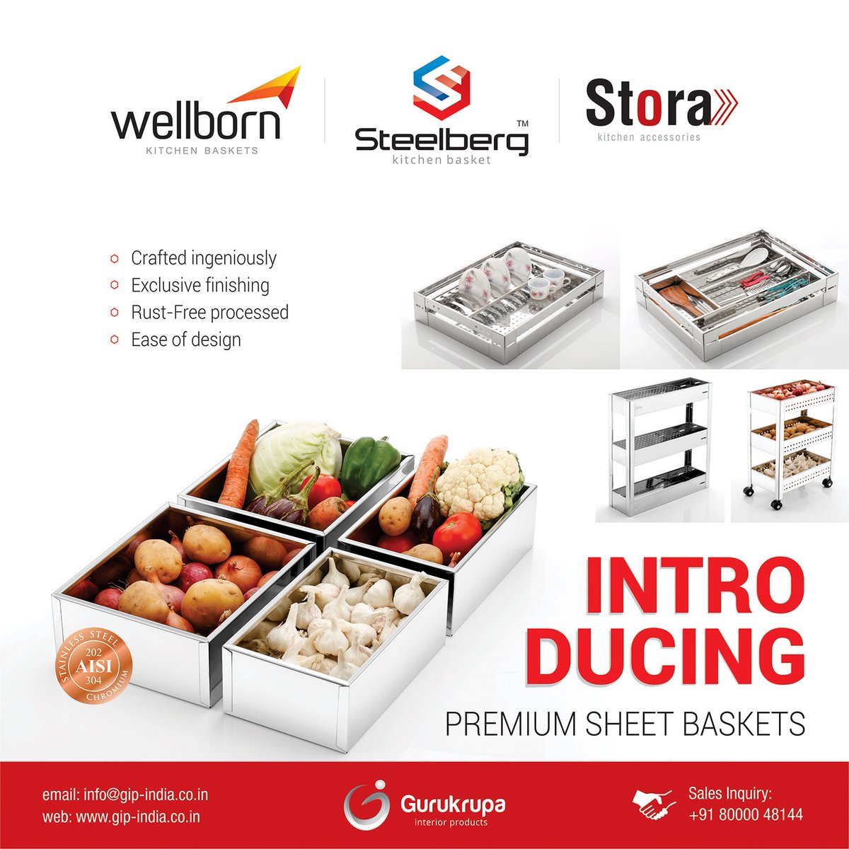 HardwareSamachr's tweet image. Explore the world of #modernstoragesolutions with #GurukrupaInteriorProducts (Rajkot) - introducing premium #sheetbaskets for all your organizing needs!

#Gurukrupa #GuruKrupaInterior #KitchenAccessories #KitchenBaskets #WellbornRajkot #WellbornIndia #WellbornKitchenBasket