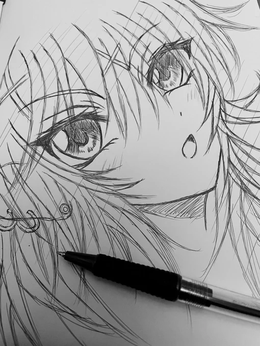 【悲報】
デジタルで指描きに慣れてしまった絵師、アナログでペン描きに無事撃沈😂www
(ボールペンでマイキャラちゃん、一発描き) 