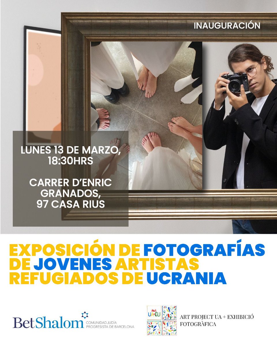 Exposició de fotografies de joves refugiats d'Ucraïna.

-Dilluns 13/03
- 18.30 hores
- A Casa Rius (Enric Granados 97, Barcelona)