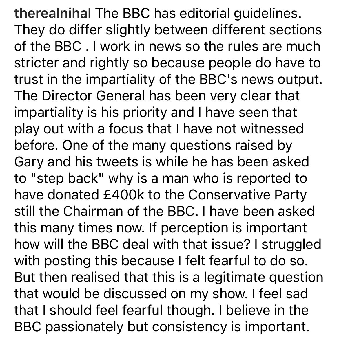 Sandra Glab (@glabsandra) on Twitter photo BBC 5 Live presenter <a href="/TherealNihal/">Nihal Arthanayake</a> ‘s Instagram post will resonate with many current and former BBC employees. An essential reading if you want to understand why the Lineker saga is so polarising. Nihal should be applauded for speaking out. BBC 5 Live presenter <a href="/TherealNihal/">Nihal Arthanayake</a> ‘s Instagram post will resonate with many current and former BBC employees. An essential reading if you want to understand why the Lineker saga is so polarising. Nihal should be applauded for speaking out.
