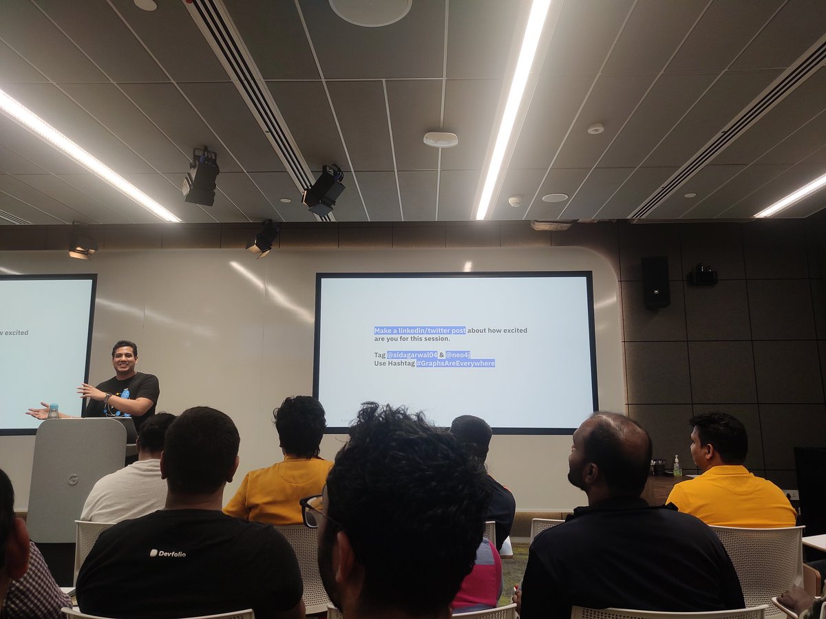 To summerize my first in person Docker event -
 -Brief on docker (Neo4j) extension
- Talk of GraphDB (nodes,properties, relationship..)
- Cypher's application n Grafana
- Lastly hand on @neo4j working 
Get to talk n learn from many folks 

Thnx to @ajeetsraina @sidagarwal04