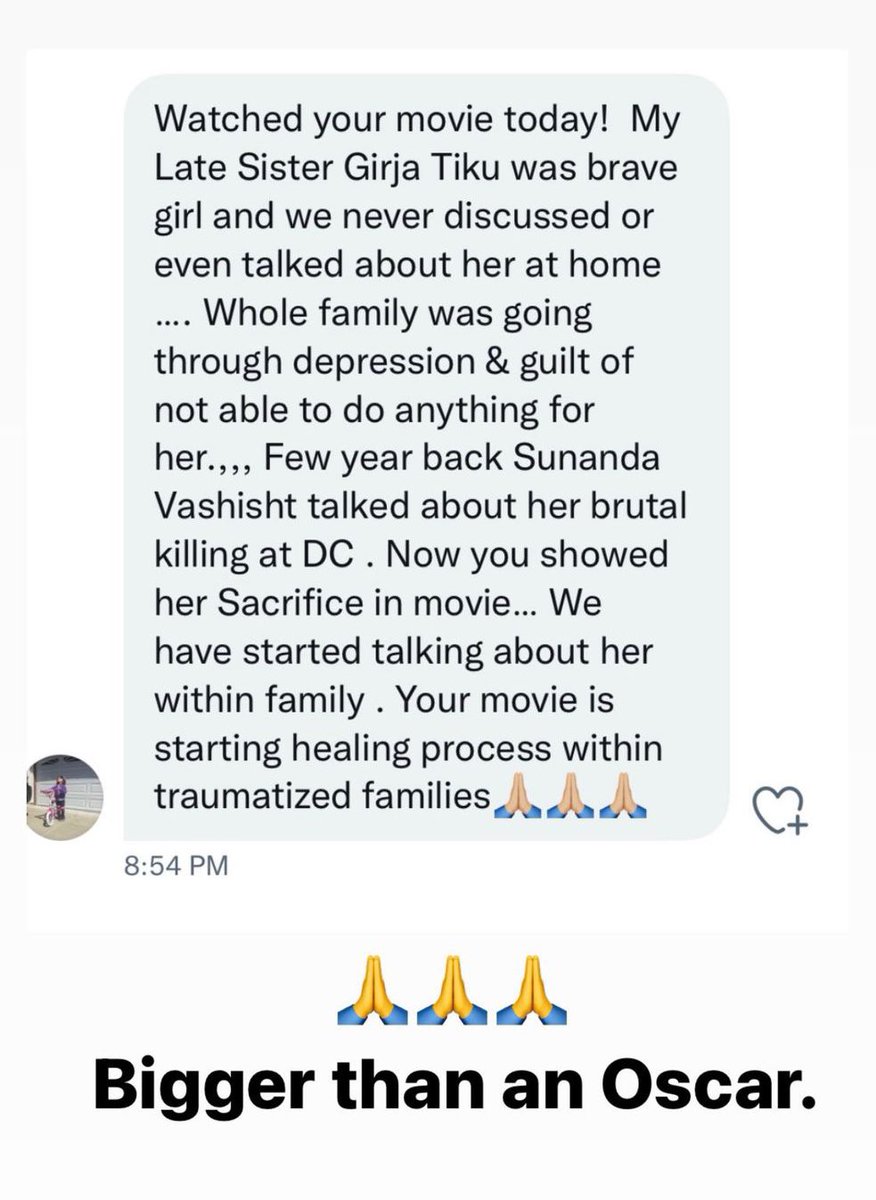 On this #1YearOfTheKashmirFiles I am sharing these letters from the families of Late Girija Tikoo and BK Ganjoo. Nothing in this world is a bigger than when your film starts healing damaged souls. That’s the power of truth, sincerity and humanity. 
#RightToJustice