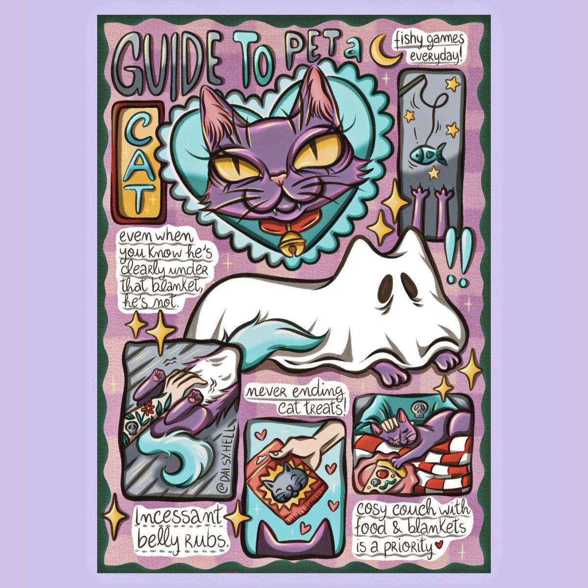 hellgryn's tweet photo. guide to pet a 🐈‍⬛ new illustration! next week I'll update my shops with new prints 🥳✨ https://t.co/WWMtmjFhur