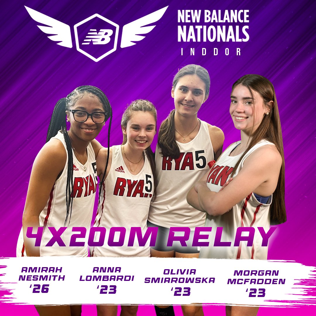 🚨 NATIONALS DAY 1️⃣

Our girls 4x200 relay will be taking the track at 1:00 today. Amirah ➡️ Anna ➡️ Morgan ➡️ Olivia
#NBNI #Nationals #milesplit