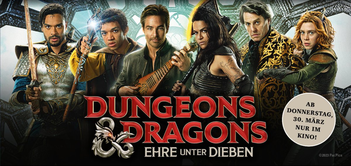 Runde Nummero 2! ☺️

Gewinnt 10x zwei Tickets für den Kinosaal von <a href="/Gronkh/">𝑮𝑹𝑶𝑵𝑲𝑯</a> auf der Deutschlandpremiere von Dungeons &amp; Dragons: Ehre unter Dieben am 20.03. in Berlin! 🍿

🎉 Follow + RT zum Teilnehmen