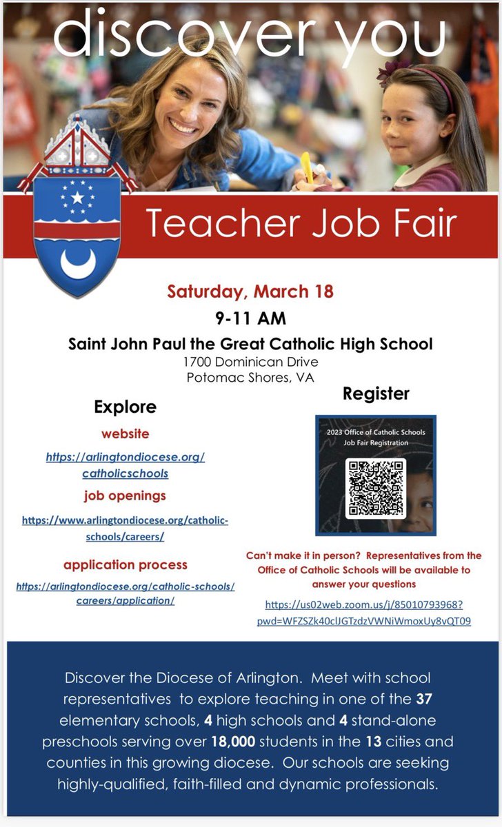 One week away! We can’t wait to meet you. Come discover the beauty of Catholic education! #Catholiceducation @arlingtonOCS @arlingtonchurch @J_Vorbach @LcLipovski @RQWEnrollment @Delliott524613 @acatholicherald