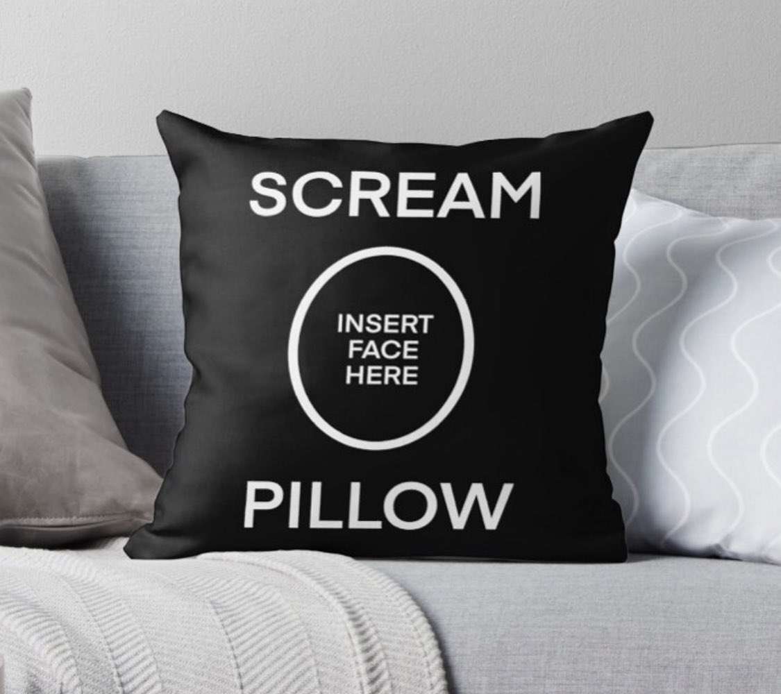 interrobangart's tweet photo. I made a scream pillow, specifically for screaming into, so define “minimal” https://t.co/3BCCv0ed9k