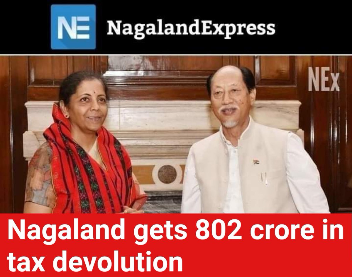 Nagaland gets 802 crore in tax devolution to states

Central govt on released 14th instalment of tax devolution to State Governments amounting to Rs.1,40,318 cr as against normal monthly devolution of Rs.70,159 cr. 

As per the State-wise breakup, Nagaland received Rs. 802 crore