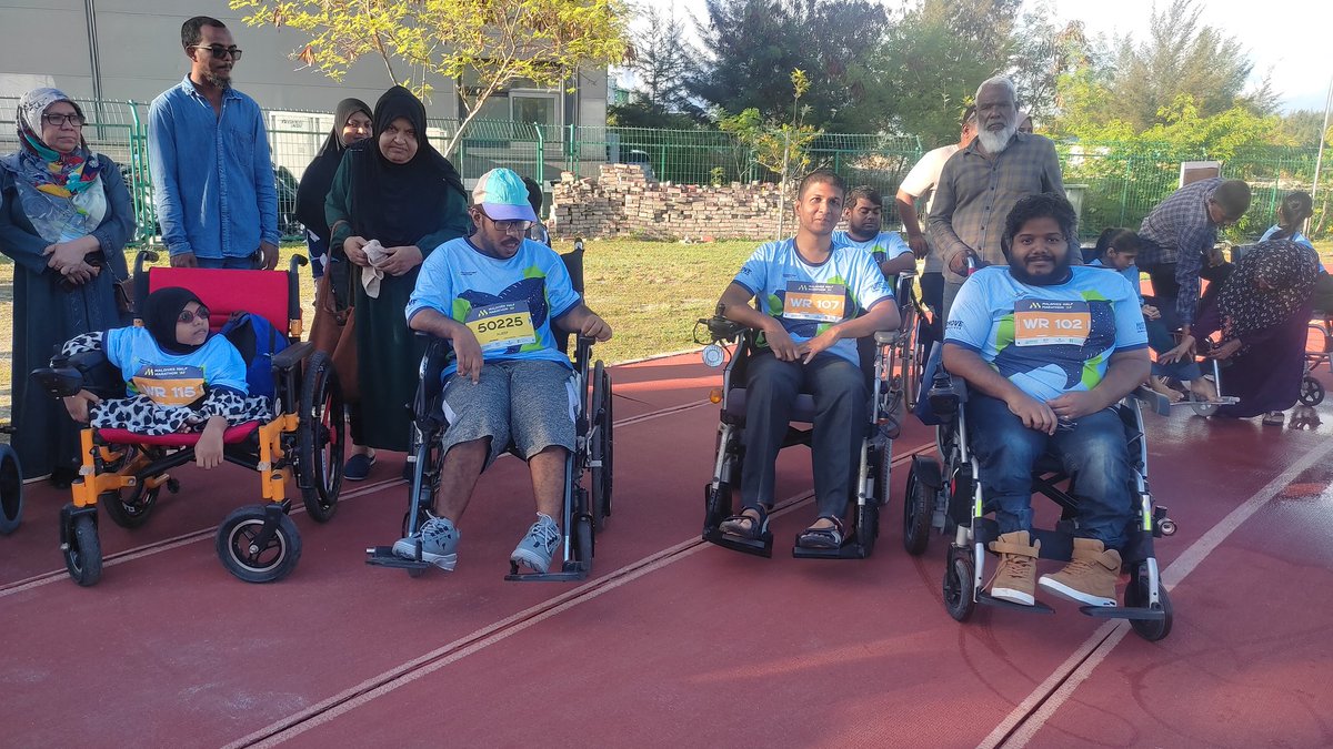 villijoali's tweet photo. We took part in the Maldives Half Marathon 2023 by @irunners 5km race in the wheelchair category. Here are some photographs of our team and some friends we met at the race. https://t.co/cbQH6WHTcP