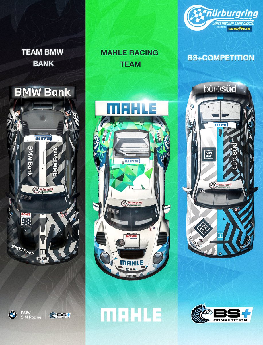 BScompetition's tweet photo. The Zebras are back in Green Hell for the final #DNLS round today.

🦓 #TeamBMWBank
@drivernorbi &amp; @KayKaschube 

🦓 #MAHLERACINGTEAM
@beitskevisser &amp; @ryan_barneveld_ 

🦓 #BSCOMPETITION
@FelixQuirmbach1 &amp; Ruben Bonga

#BSCOMPETITION | #EsportsRacing | #BMWSIM | #MAHLEsim https://t.co/F3rj5faAyq