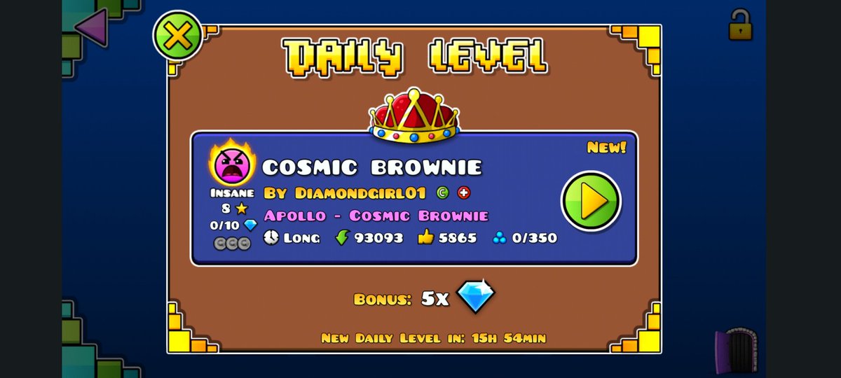 The last time I got a daily was in 2020 but here we go again I guess. :) #geometrydash #daily