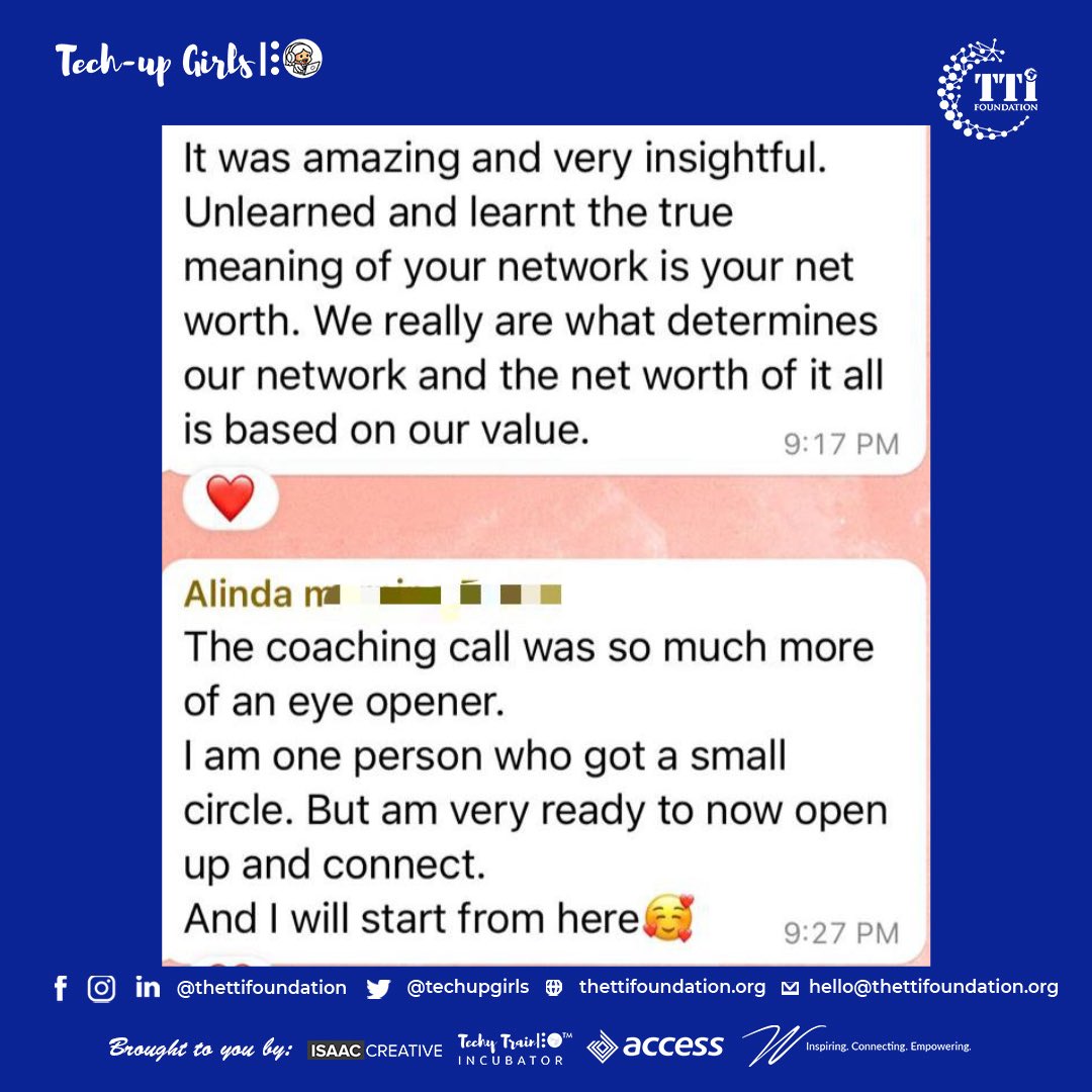 hertechytrain's tweet photo. Thank you so much Barr. Favour Ibekwe for an impactful session at the Tech Up Girls Cohort 7 coaching call. It was absolutely impactful and engaging.
#thettifoundation #coachingcall #techupgirls7 #techupgirlsinitiative https://t.co/D5l0H1pzaN