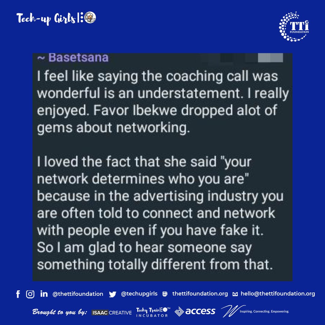hertechytrain's tweet photo. Thank you so much Barr. Favour Ibekwe for an impactful session at the Tech Up Girls Cohort 7 coaching call. It was absolutely impactful and engaging.
#thettifoundation #coachingcall #techupgirls7 #techupgirlsinitiative https://t.co/D5l0H1pzaN
