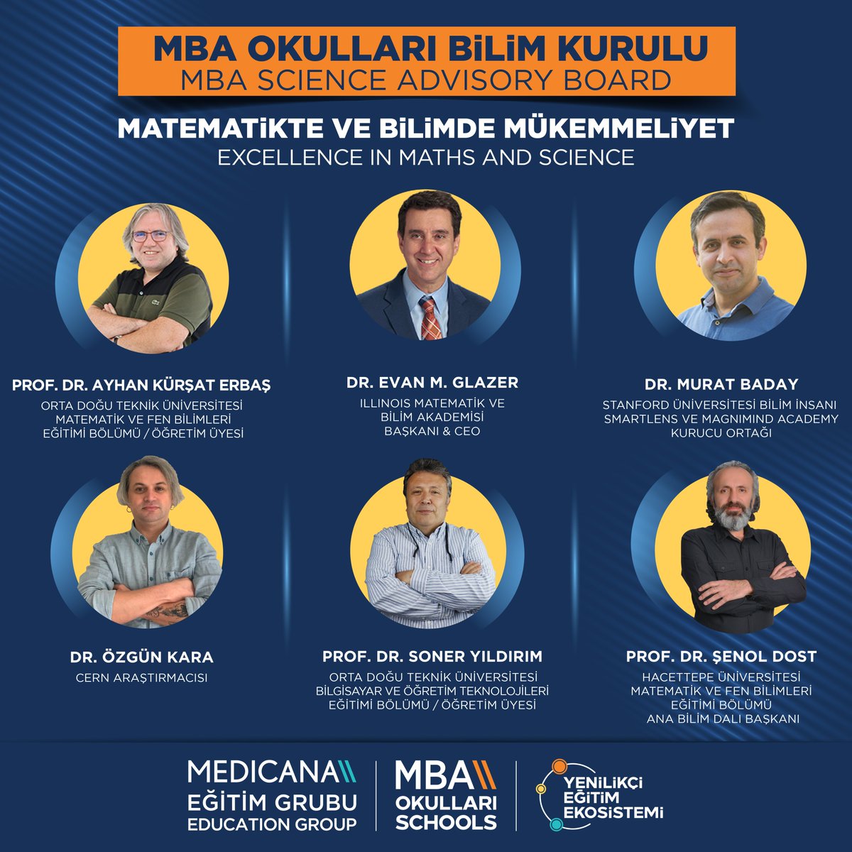 Yenilikçi Eğitim Ekosistemi kapsamında Modern Müfredatı referans alan Medicana Eğitim Grubu MBA Okullarında Matematik ve Bilim Eğitiminde ulusal ve uluslararası platformlarda eğitimde dönüşüme ilham olan değerli akademisyen ve bilim insanlarından oluşan MBA Bilim Kurulu kuruldu.