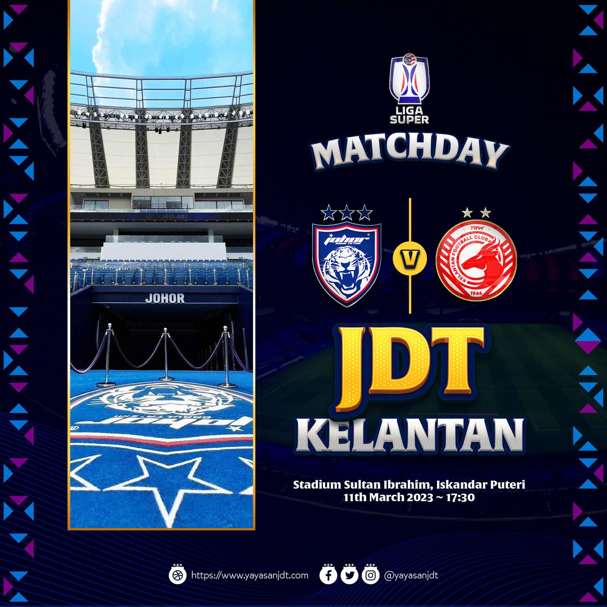 GOOD LUCK TEAM!
Ayuh Johor!

⚽ Johor Darul Ta’zim vs TRW Kelantan FC
🏟 Stadium Sultan Ibrahim, Iskandar Puteri
🕘 17:30

#JDTvTRW
#LigaSuper2023
#YayasanJDT