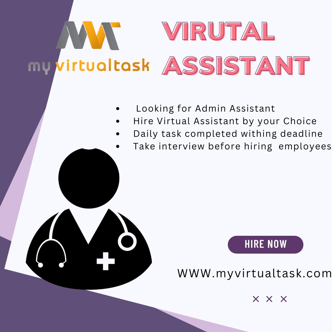 Looking for Admin Assistant?

   Hire Virtual Assistant by your Choice
   Daily task completed withing deadline
   Take interview before hiring employees
 Visit us on (myvirtualtask.com)

#virtualassistant #virtualassistantservices #virtuallearning #virtual  #virtualtour