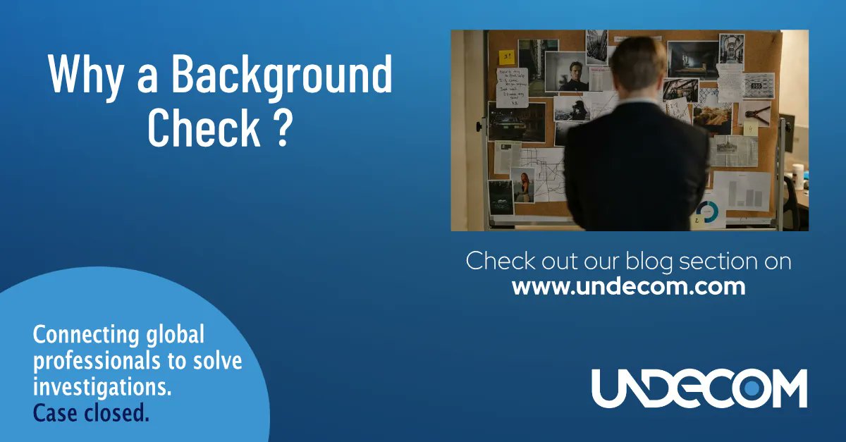 Why doing a Background Check and how to proceed?

If you are not yet a member of Undecom and would like to benefit from our connections and referrals, register now for free! 

undecom.com/cms/blog/2023/… 
#Undecom #investigations