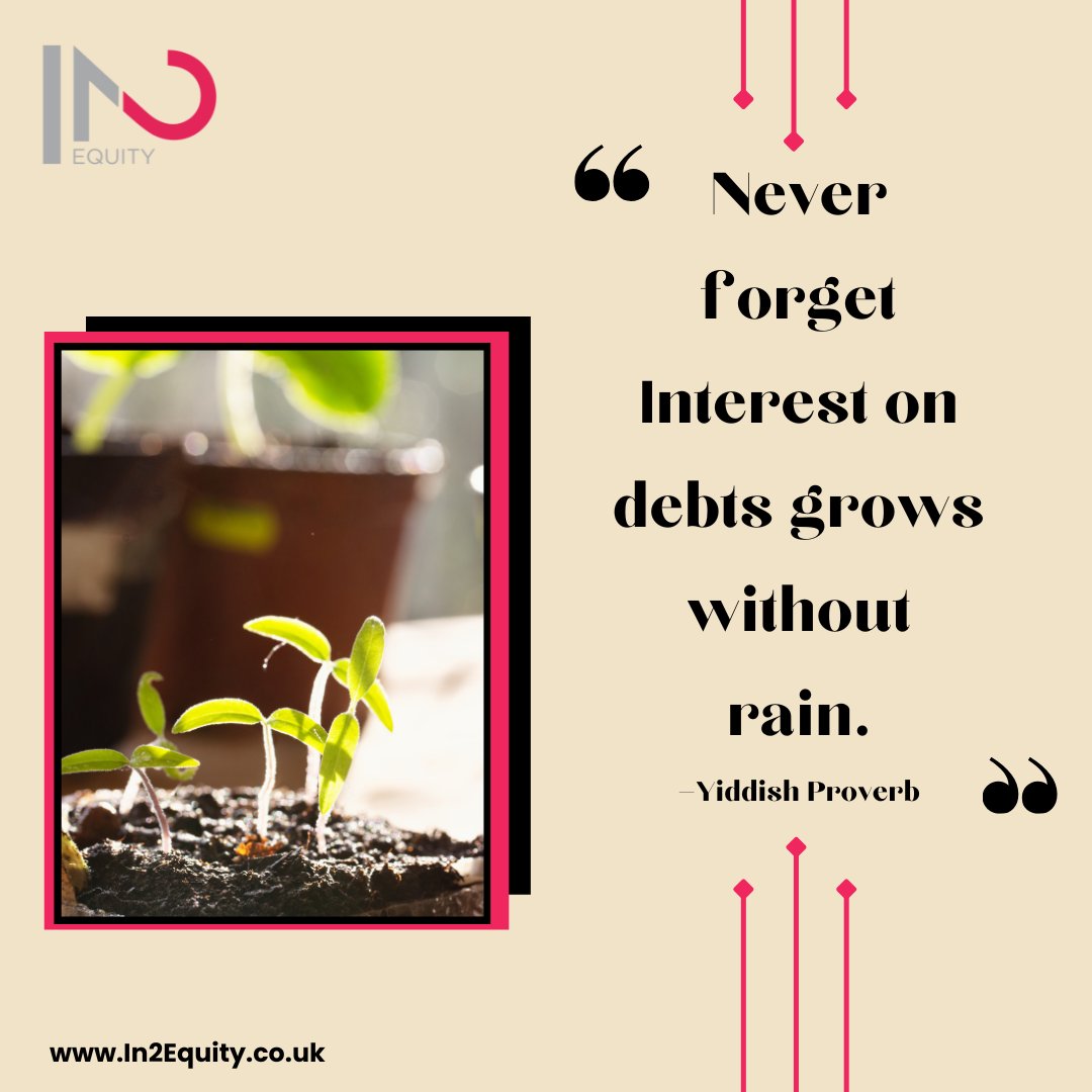 Never forget Interest on debts grows without rain.—Yiddish Proverb
#credittips #fixyourcredit #wealth #frugal #debtfreedom #creditispower #frugalliving #investing #loans #goals #businesscredit #creditrepairspecialist #savings #crediteducation #realtor #savemoney