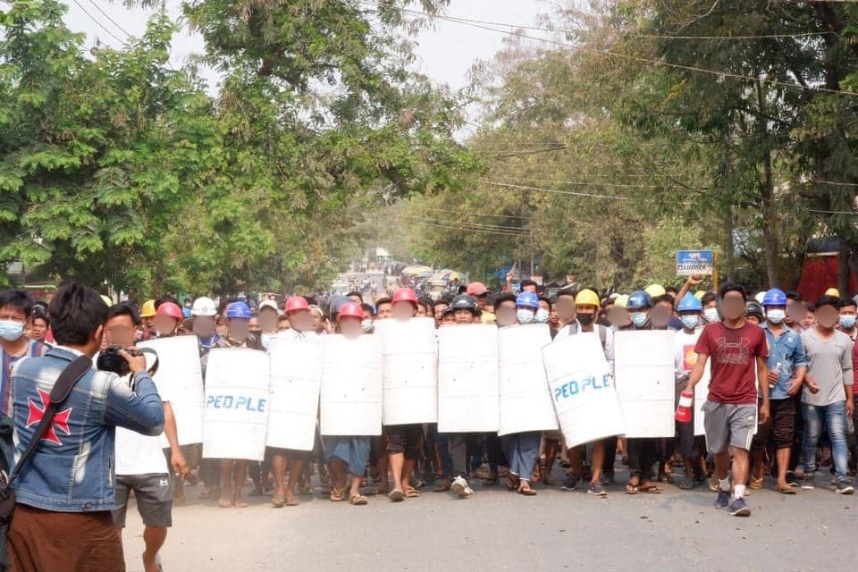 IrrawaddyNews's tweet photo. On This Day in 2021

Eight protesters were shot dead by security forces as they fired live rounds at an anti-regime rally in Myaing Township, Magwe Region, on March 11, 2021. At least 10 sustained injuries. (Photo: CJ) https://t.co/byntJB993h