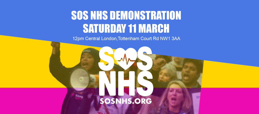 Listen up @SteveBarclay and @RishiSunak - today you will hear the people speak. 

The NHS is OURS! It is not for Sale!

- Fund the NHS properly 

- Pay staff properly

- Stop and reverse privitisation 

Get out and show support! 

Retweet if you agree! 

#SOSNHS #SOSNHSDEMO