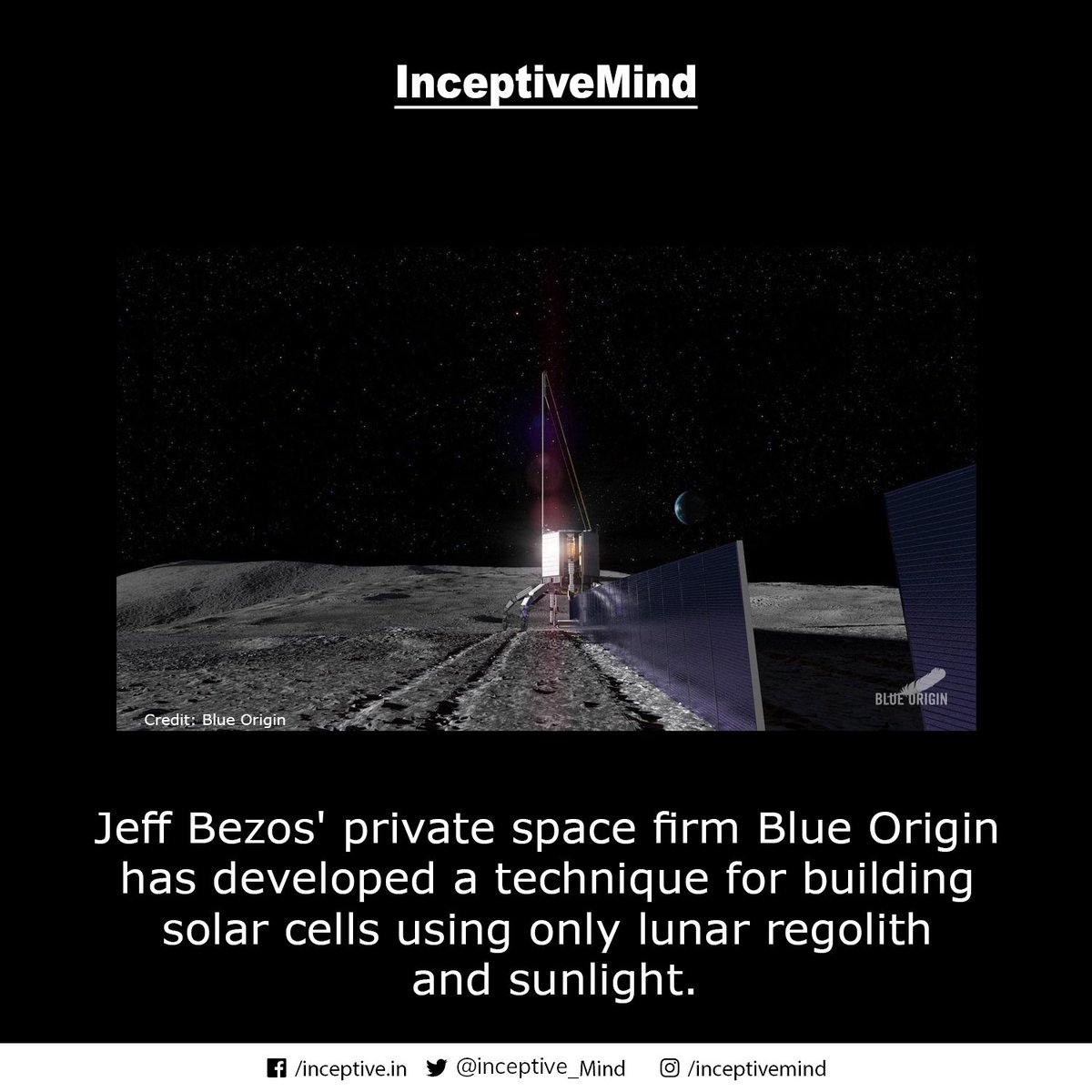 Inceptive_Mind's tweet photo. Blue Origin’s technology can make solar cells out of lunar dirt.
#solarcells #lunardirt #lunarregolith #sunlight #technology #innovation #invention #inceptivemind https://t.co/glznoJDZzG