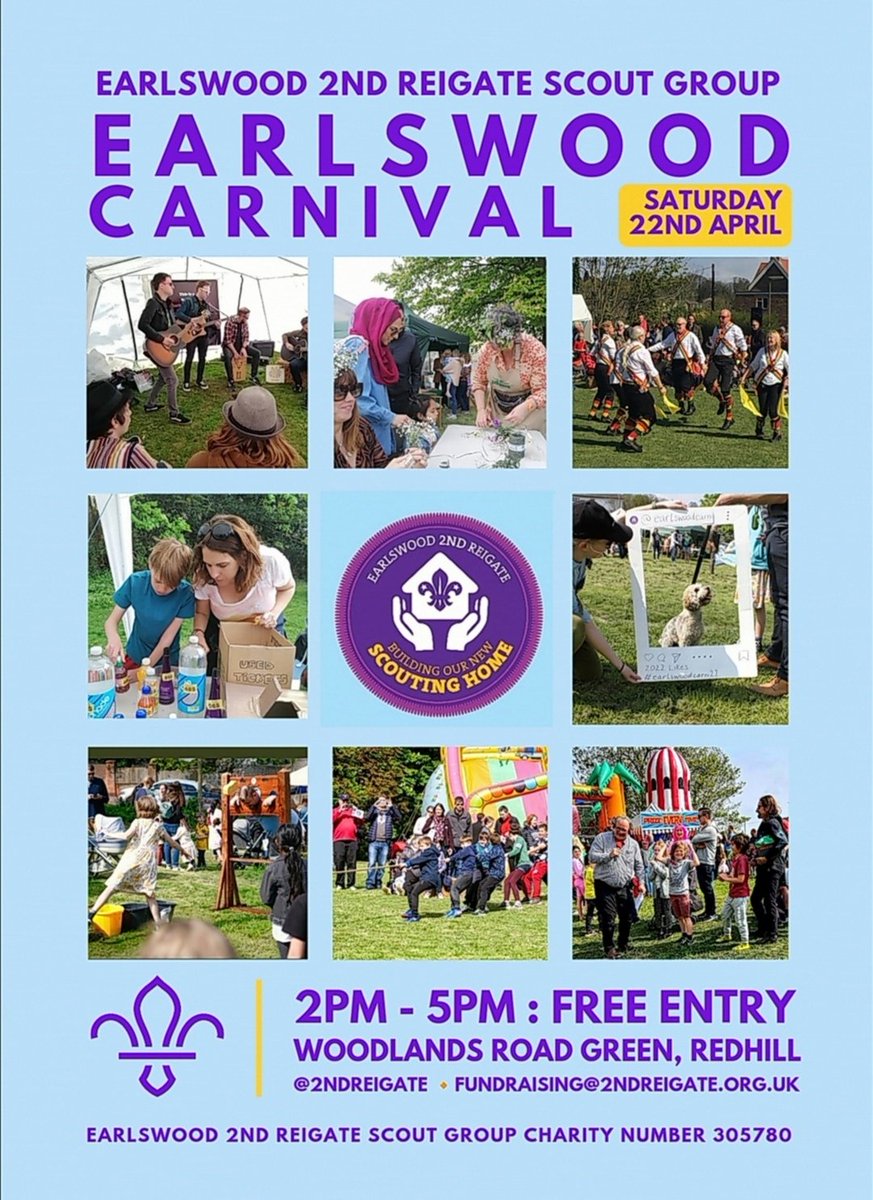 We've been a bit quiet on here recently, but just want to remind you the Earlswood Carnival is back on Saturday 22nd April. 2-5pm, Woodlands Road Green. SAVE THE DATE!